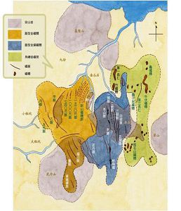 九份、金瓜石礦體分布圖