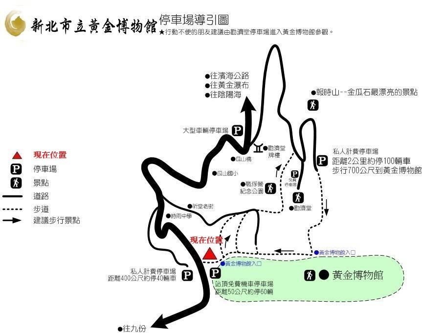 黃金博物館停車場導引圖